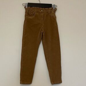 Zara Kids Girls Tan Corduroy Pants, Size 11-12 Years, Classic, Casual, Elastic